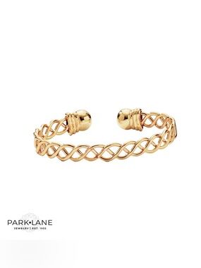 Park Lane Lifestyle Bracelet Gold Tone Lattice Flex Cuff #12901 NWOT